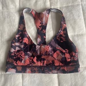 Lululemon pink gray sports bra, size 6